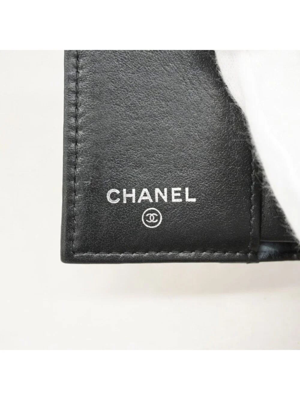 Chanel Trifold Wallet Quilted Caviar Leather White Silver